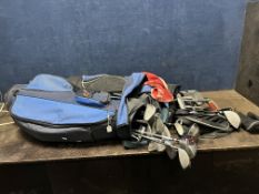 TWO GOLF BAGS CONTAINING CLUBS by Ping, Pro Rider, Dunlop, Ben Sayer, etc