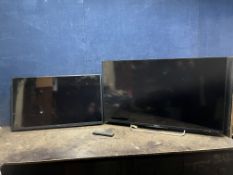 TWO SONY TVS WITHOUT POWER SUPPLIES including a KDL-50W629B 50in TV with remote and stand and a