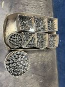 EIGHT SETS OF VINTAGE HAND LETTER AND NUMBER STAMPS from 13mm down to 4mm constructed with brass