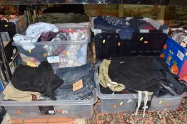 SIX BOXES OF MENS CLOTHES AND ACCESSORIES, approximately fifty items to include, Coats, checked