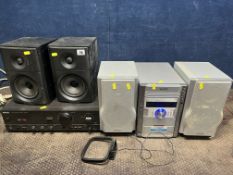 A SHARP HI FI (PAT pass and working), a Technics SU-V560 amplifier (no output) and a pair of