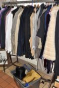 ONE BOX AND LOOSE MEN'S AND LADIES' CLOTHES AND ACCESSORIES, approximately fifty items, mostly