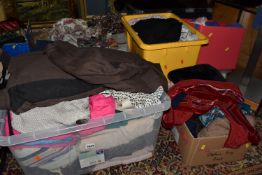 EIGHT BOXES AND LOOSE LADIES CLOTHES AND ACCESSORIES, approximately seventy-five items, to include