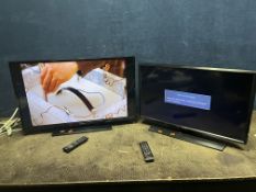 A SAMSUNG T28E310EX 28in TV WITH REMOTE and a Panasonic 32in TV and remote (both PAT pass and