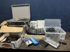 A LARGE COLLECTION OF AUDIO VISUAL CABLES AND ELECTRONIC EQUIPMENT: including video mixers, audio