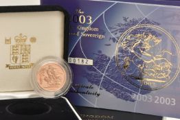 THE ROYAL MINT - THE 2003 UNITED KINGDOM GOLD PROOF SOVEREIGN, 50th anniversary of QEII's