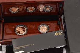 THE ROYAL MINT 2014 GOLD SOVEREIGN FIVE COIN COLLECTION consisting of a quarter-sovereign, half-