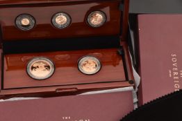 THE ROYAL MINT 2016 GOLD SOVEREIGN FIVE COIN COLLECTION consisting of a quarter-sovereign, half-