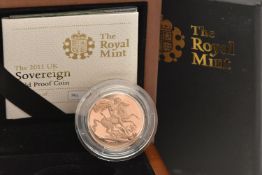 THE ROYAL MINT - THE 2011 UK SOVEREIGN GOLD PROOF COIN, struck in 22ct gold, obverse designer: Ian