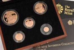 THE ROYAL MINT - THE 2013 SOVEREIGN COLLECTION FIVE COIN SET, consisting of a quarter-sovereign,