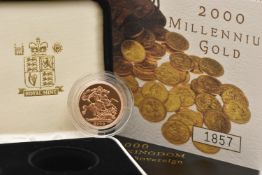 THE ROYAL MINT - 2000 MILLENIUM GOLD SOVEREIGN, struck in 22ct gold, obverse designer: Ian Rank-