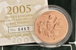 THE ROYAL MINT - 2005 UNITED KINGDOM BRILLIANT UNCIRCULATED GOLD FIVE POUNDS, struck in 22ct gold,