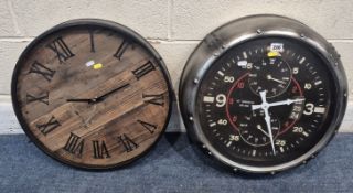 TWO MODERN WALL CLOCKS, largest clock diameter 52cm, condition report: general signs of wear and