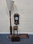 A SELECTION OF OCCASIONAL FURNITURE, to include a standard lamp, a magazine rack, a book stand,