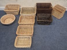 NINE ASSORTED WICKER BASKETS, condition report: general signs of usage (9)