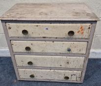 A PAINTED PINE CHEST OF FOUR DRAWERS, width 77cm x depth 45cm x height 81cm, condition report: