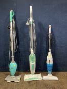 A SHARK STEAM MOP, a Lakeland steam mop and an unbranded wand vacuum cleaner (all PAT pass and