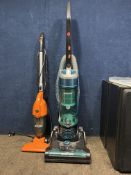 A HOOVER BREEZE EVO VACUUM CLEANER (brush bar not turning) and an X-Power wand vacuum cleaner (