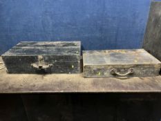 TWO VINTAGE CARPENTERS' TOOLBOXES, the larger missing internal drawers, 79cm, depth 49cm, height
