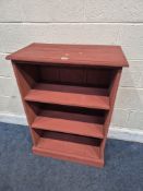 A PAINTED PINE OPEN BOOKCASE, condition report: 66cm x depth 33cm x height 93cm, condition report: