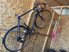 A DAWES STERLING RACING BIKE, with 24in frame, 12 speed Shimano gears, NO SADDLE, and a Raleigh bike