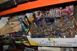 SIX BOXES AND LOOSE OF GENERAL HOUSEHOLD ITEMS including two boxes containing various glass drinking
