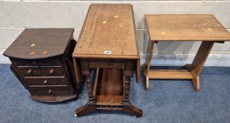 AN EARLY 20TH CENTURY DROP LEAF TABLE, a magazine table, along with another table, condition report: