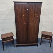 A STAG MINSTREL DOUBLE DOOR WARDROBE, width 97cm x depth 60cm x height 178cm, along with a pair of