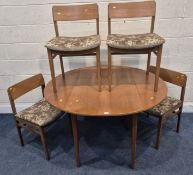 A 20TH CENTURY DROP LEAF TABLE, diameter 125cm x width 65cm x depth 115cm x height 74cm, along