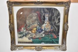 A SLINGER (19TH CENTURY) TABLETOP STILL LIFE STUDY, a still life composed of Japanese pottery, a