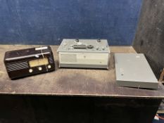 AN AKAI UNIVERSAL 44s REEL-TO-REEL PLAYER (untested) with its lid, but no power cable, along with