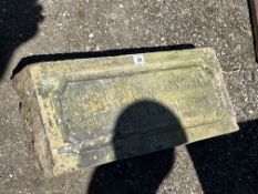 A STONE PLAQUE DATED 1864, engraved Two feet from this wall belongs to 't' Bank' width 5cm, depth