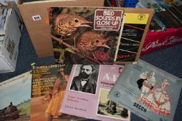 TWO BOXES OF VINYL ALBUMS to include classical record and records of musicals, approximately