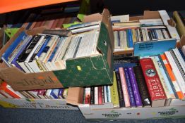 SIX BOXES OF MOSTLY VINTAGE RELIGION RELATED BOOKS to include titles such as The Complete Bible,