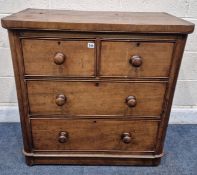 A VICTORIAN MAHOGANY CHEST OF TWO SHORT OVER TWO LONG DRAWERS, width 88cm x depth 49cm x height