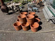 A SET OF THIRTEEN MODERN TERRACOTTA PLANT POTS, some stamped Made in Italy, all appear matching,