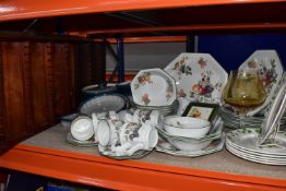 A GROUP OF CERAMICS AND SUNDRY ITEMS, to include two printer's trays, two collectors spoon display
