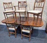 A REPRODUCTION MAHOGANY DINING TABLE, with a single fold out leaf, extended length 200cm x closed