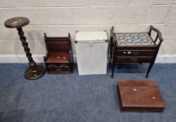 A SELECTION OF OCCASIONAL FURNITURE, to include a piano stool, with two fall front drawers, width