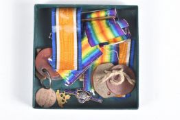 A PAIR OF BERKSHIRE REGIMENT WWI MEDAL AND DOGTAGS, the BWM and Victory medal are both correctly