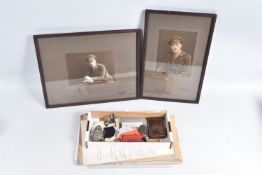 A SET OF WWI MINIATURE MEDALS ALONG WITH A FRAMED PHOTOGRAPH, with assorted printed ephemera, the