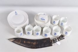A COLLECTION OF CHINA CUPS AND SAUCERS FROM THE ROYAL NAVY ADMIRALTY OFFICERS MESS, to include