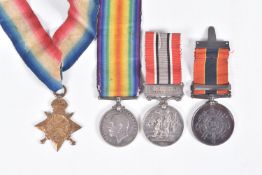 FOUR MEDALS TO INCLUDE WWI AND FIRE BRIGADE MEDALS, a 1914-15 Star and BWM named to L/CPL (ACTING