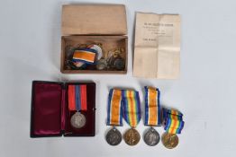 TWO PAIRS OF WWI MEDALS NAMED TO THE BROWNING BROTHERS, the first pair consist of the Victory medal,