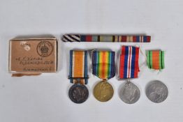 A WWI PAIR OF MEDALS, A BOXED WWII MEDAL AND A 1977 JUBILEE CROWN, the WWI medals are named to