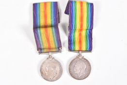 TWO WWI BRITISH WAR MEDALS, to include 7114 Private H.E. COTTERELL, who died on the 10th November