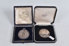 TWO SILVER SHOOTING MEDALS IN CASES, the first comes in a Mapin & Webb case hallmarked for