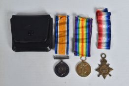 A 1914-15 STAR TRIO OF WWI MEDALS, the star is correctly impressed 109106 SAPR S.H. LACEY R.E.,