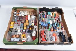 A QUANTITY OF UNBOXED ASSORTED PLAYWORN DIECAST VEHICLES, to include Marx Lumar Transport