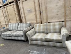 AN ALSTONS TARTON UPHOLSTERED TWO-PIECE SUITE, with matching pattern but different colours,